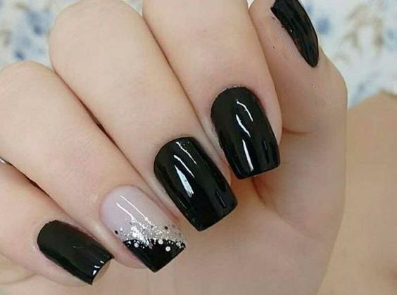 Black and Nude Nail Design - wide 3
