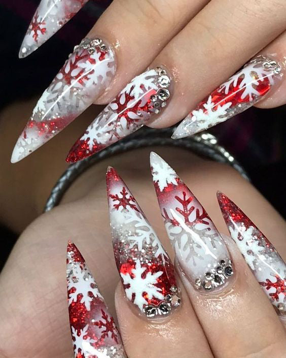 50+ Christmas Red Stiletto Nail Art Ideas - Easy Designs for Holiday N ...