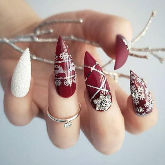 50 Christmas Red Stiletto Nail Art Ideas Easy Designs For Holiday