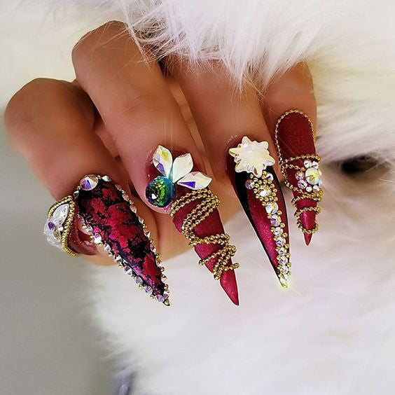 30 cool and trendy stiletto nail art designs; Stiletto Nail Designs; Bling Stiletto Nail; Ombre Stiletto Nail; Simple Stiletto Nail; Acrylic Coffin Stiletto Nail.