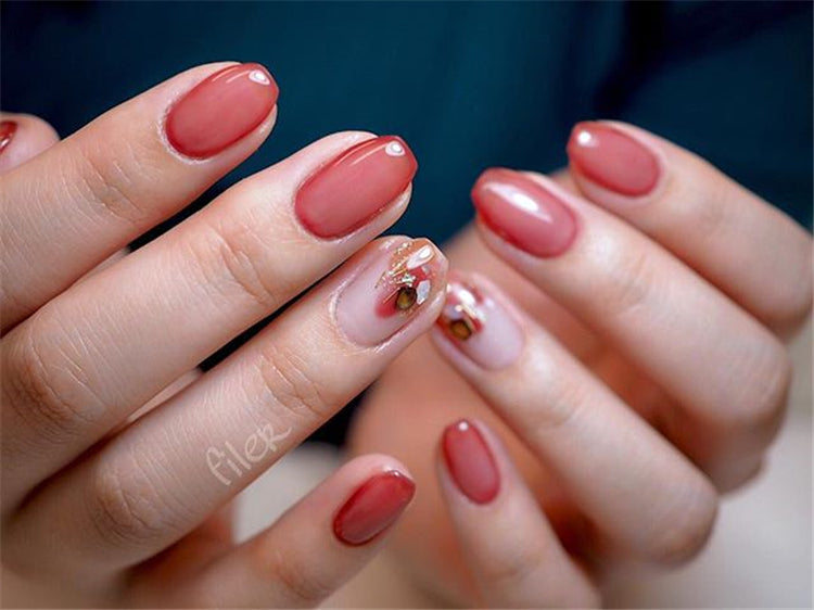 Dark Red Acrylic Nail Design Ideas - wide 1