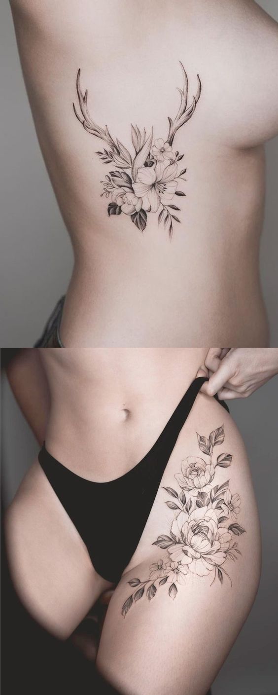 flower tattoo rib