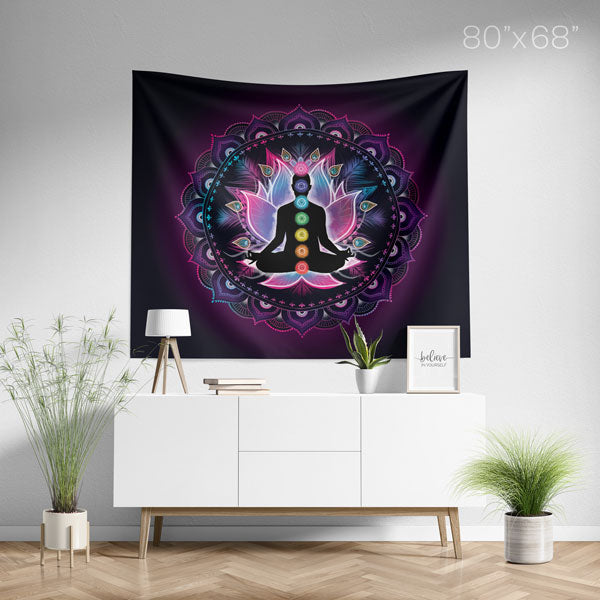 7 Chakras Wall Tapestry Home Office Bedroom Decor - Large