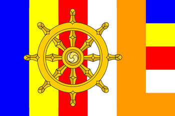 five colors Buddhist flag representation