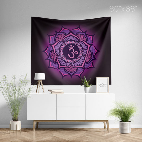 Crown Chakra Mandala Spiritual Wall Tapestry Home Decor - Large