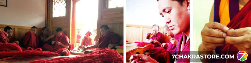 Tibetan Buddhist Making Lucky Rope Bracelets