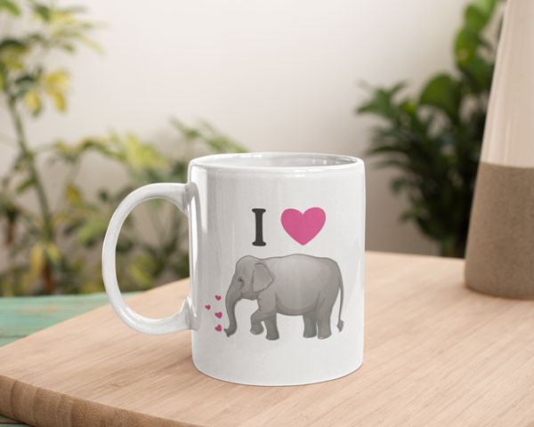 I Love Elephants Cute Coffee Mug Gift For Her