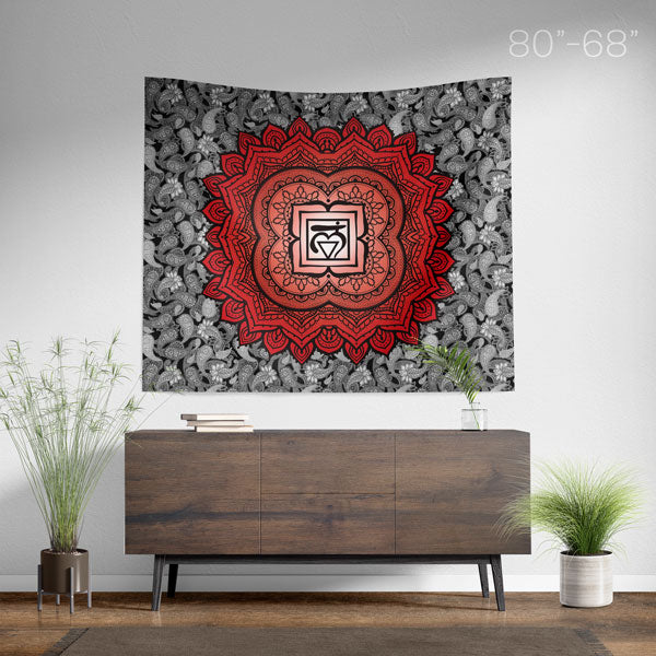 Root Chakra Mandala Wall Tapestry Spiritual Home Decor - Large