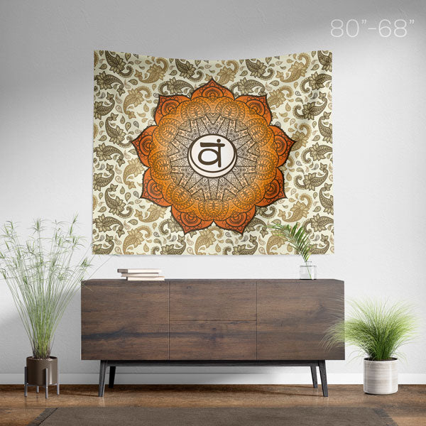 Sacral Chakra Mandala Spiritual Wall Tapestry Home Decor - Large