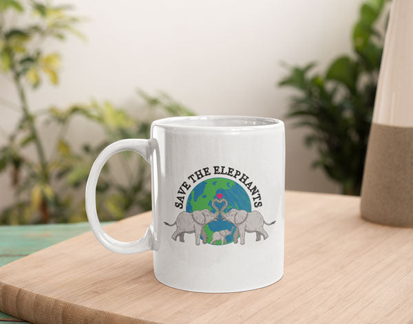 Save The Elephants Inspirational Coffee Chocolate Tea Elephant Mug Gift