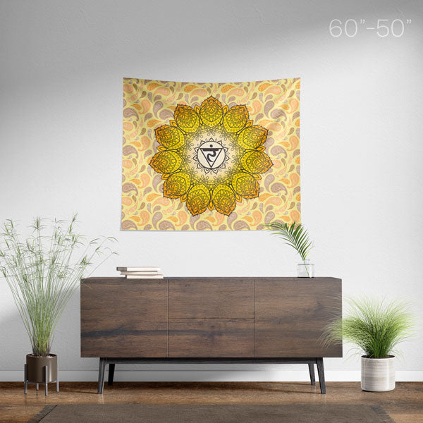 Solar Plexus Chakra Spiritual Mandala Wall Tapestry - Medium