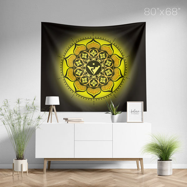 Solar Plexus Chakra Spiritual Mandala Wall Tapestry - Large