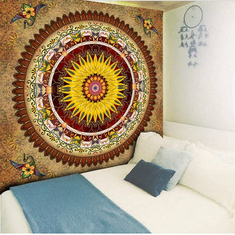 Red Gold Mandala Tapestry