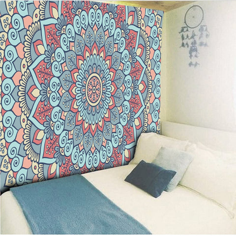 Bohemian Blue Mandala Tapestry