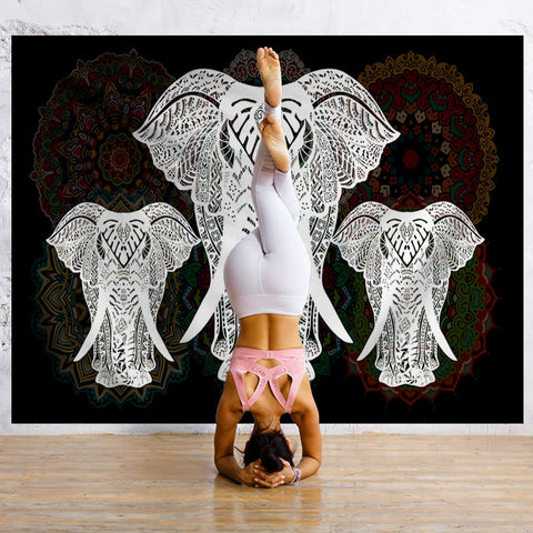 White Elephant Mandala Tapestry