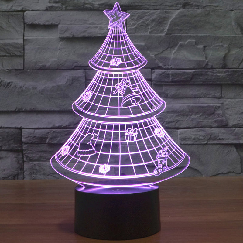 Holographic 7 Color Christmas Tree 3D LED Lamp 7 Chakra