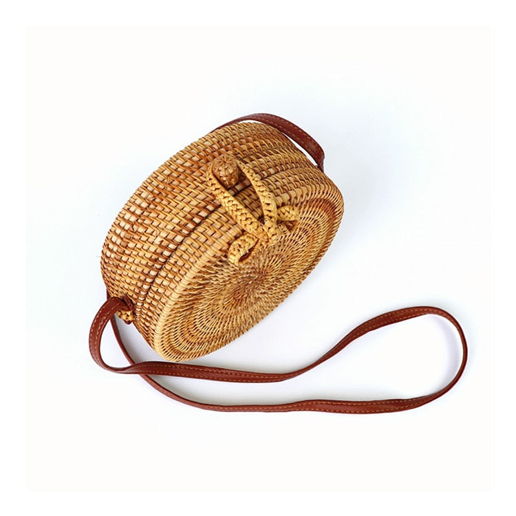 Ata Round Straw Boho Bali Bag – 7 Chakra Store