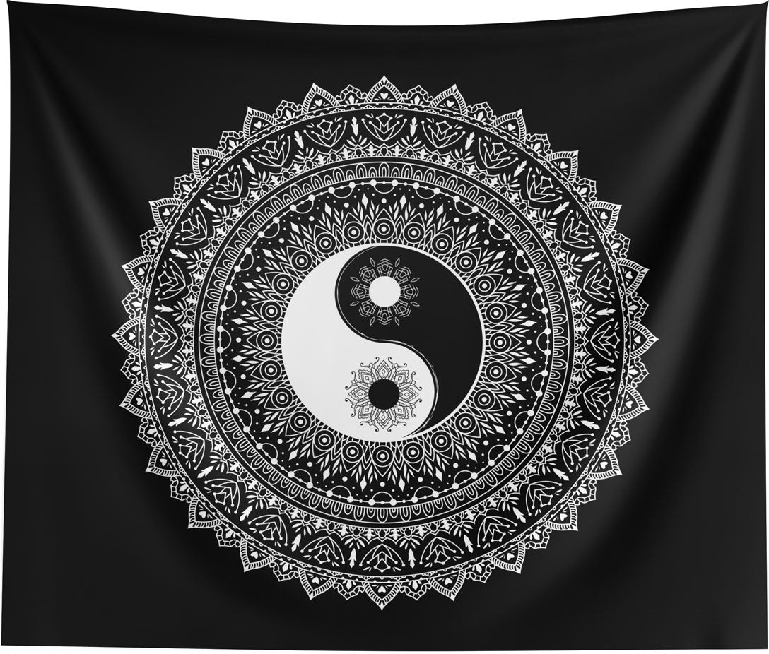 Yin Yang Black White Mandala Spiritual Wall Tapestry Home Decor
