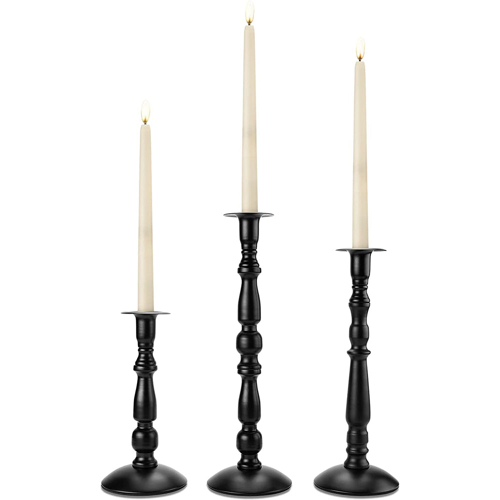 3 Pcs Black Matte Taper Candle Holder Rust-Proof Candle Stick