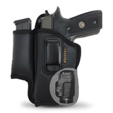IWB Gun Holster with Mag Pouch by Houston - ECO Leather Concealed Carry Soft Material | FITS Most Full Sizes, Like XDM, Glock 17/19/21, 92 FS (with Laser) (CHPMG-57BL)