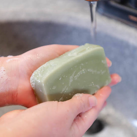 Washing hands with Evergreen Goat Milk Soap