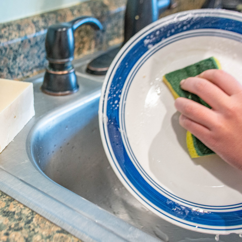 Washing dishes with Goat Milk Dish Washing Soap