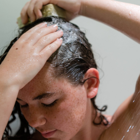 Washing hair with Goat Milk Soap Shampoo