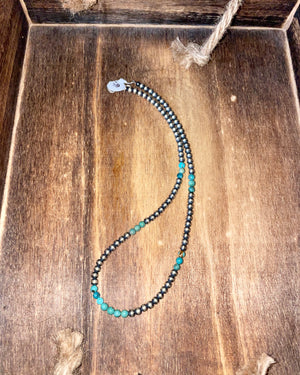 4mm 16” Turquoise with Navajo Pearls - Seventy Three Stones