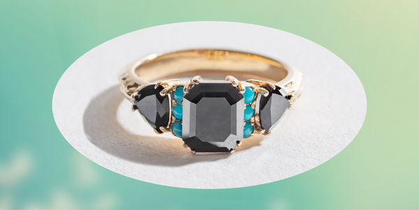 BONADONNA ENGAGEMENT RING | 14K GOLD | BLACK DIAMOND & TURQUOISE