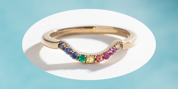 FULL RAINBOW CONTOUR BAND | 14K GOLD & SAPPHIRES