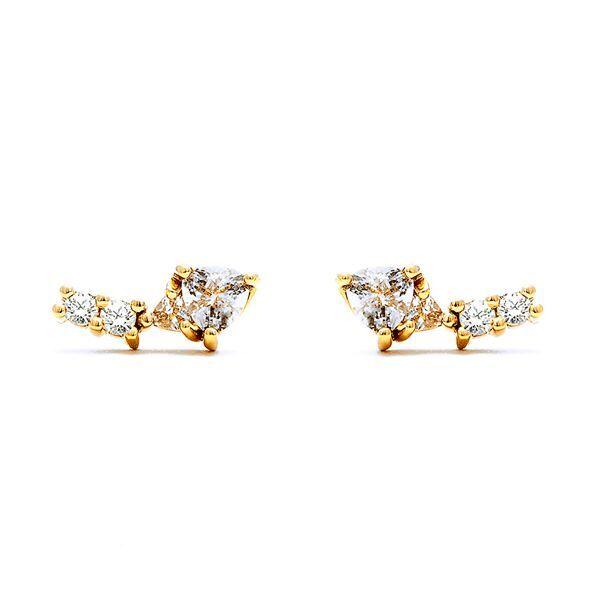 TRILLION PRAXIS CLIMBER EARRINGS | GOLD VERMEIL & HERKIMER - AngelaMonacojewelry