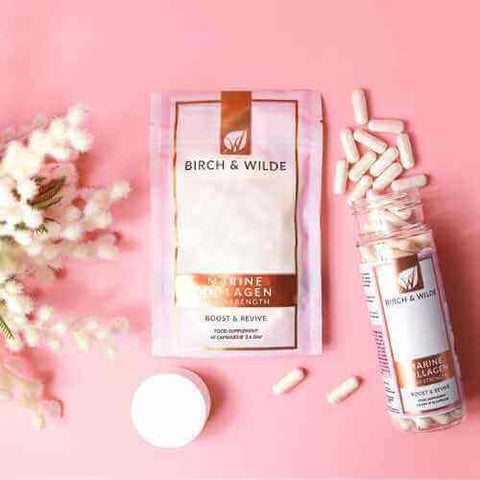 Birch and wilde marine collagen capsules and monthly refill pouches 
