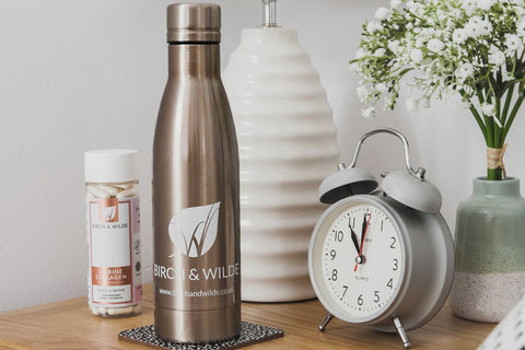 reusable refillable drink bottle from birch and wilde in rose gold high quality vacuum insulated