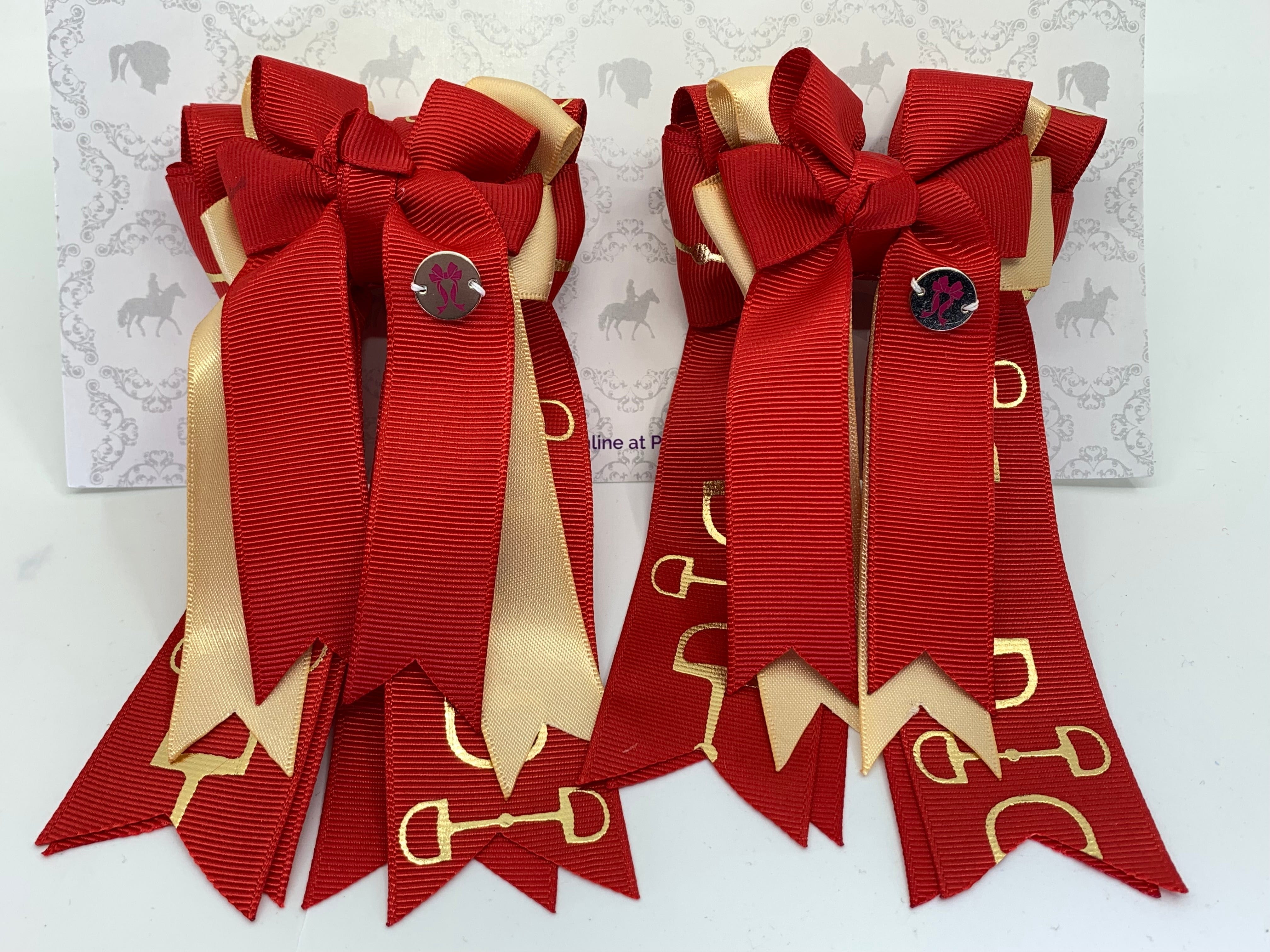 PonyTail Bows- Gold/Red Blaze Bits PonyTail Bows