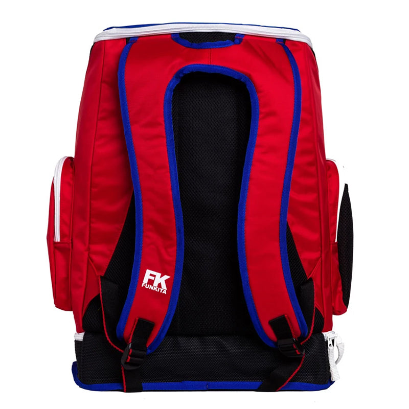 red white blue backpack