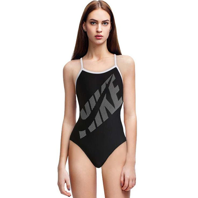 Nike - Tilt Logo One Piece Swimsuit (Black) Aqua Swim Supplies