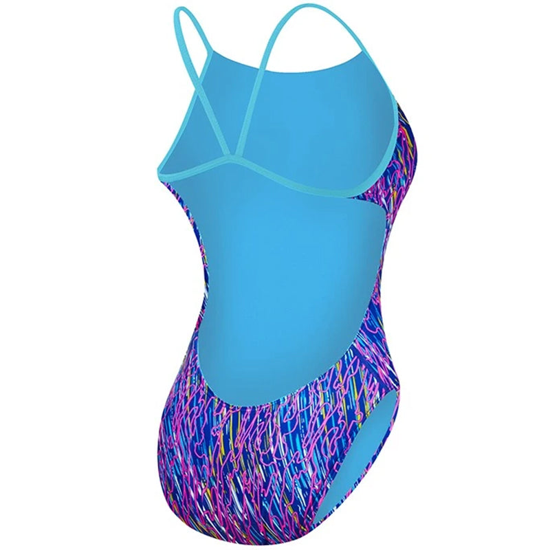 TYR - Electro Cutoutfit Girls Swimsuit - Navy/Multi – Aqua Swim Supplies