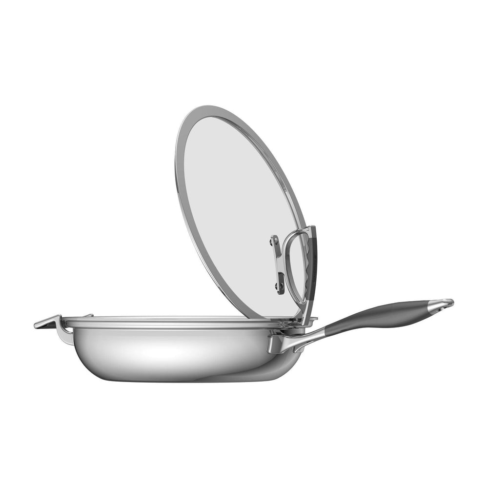  CookCraft by Candace  8 Tri-Ply Bonded Stainless Steel  Aluminum Core Dishwasher Safe Sauté Skillet with Glass Latch Lid: Home &  Kitchen