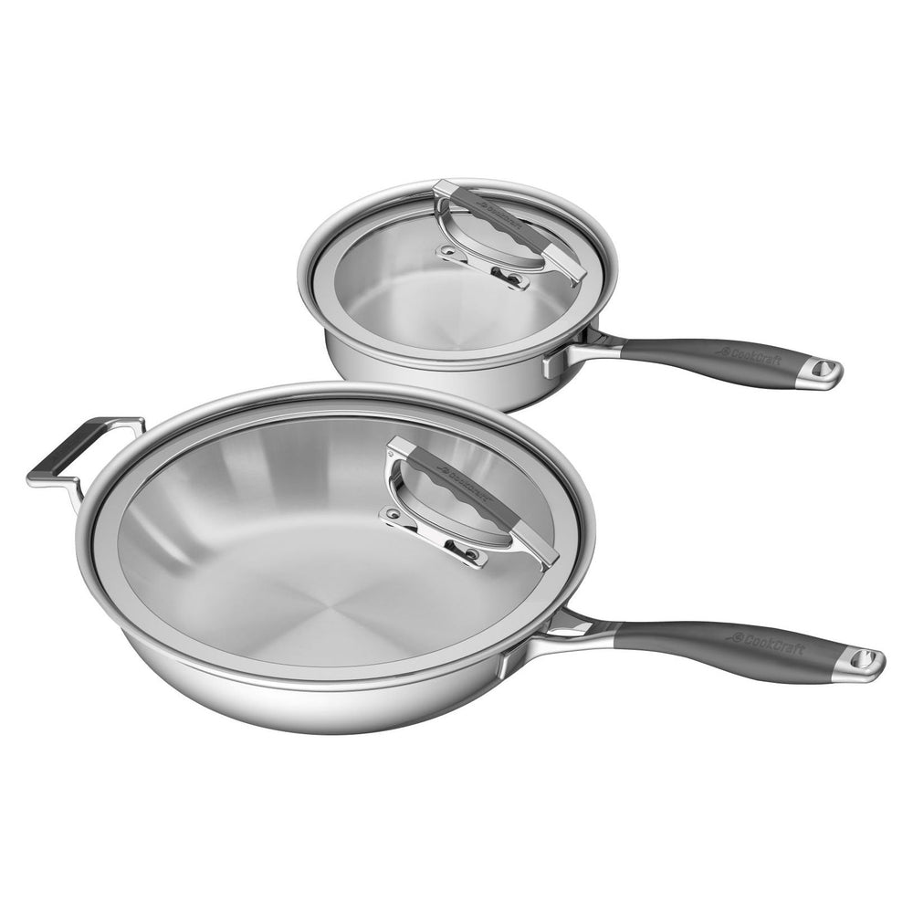 Supreme Vision 3pc Stainless Steel Sauce pan Set with Glass Lids,  Stainlees, 41 x 27 x 5.5 cm