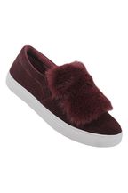 Tia Furry Flat Velvet Slip On Tennis 