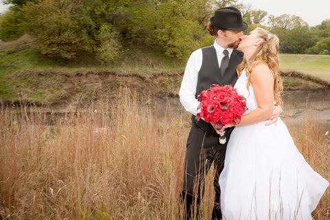 Joe and Jenny Kissing in a Field