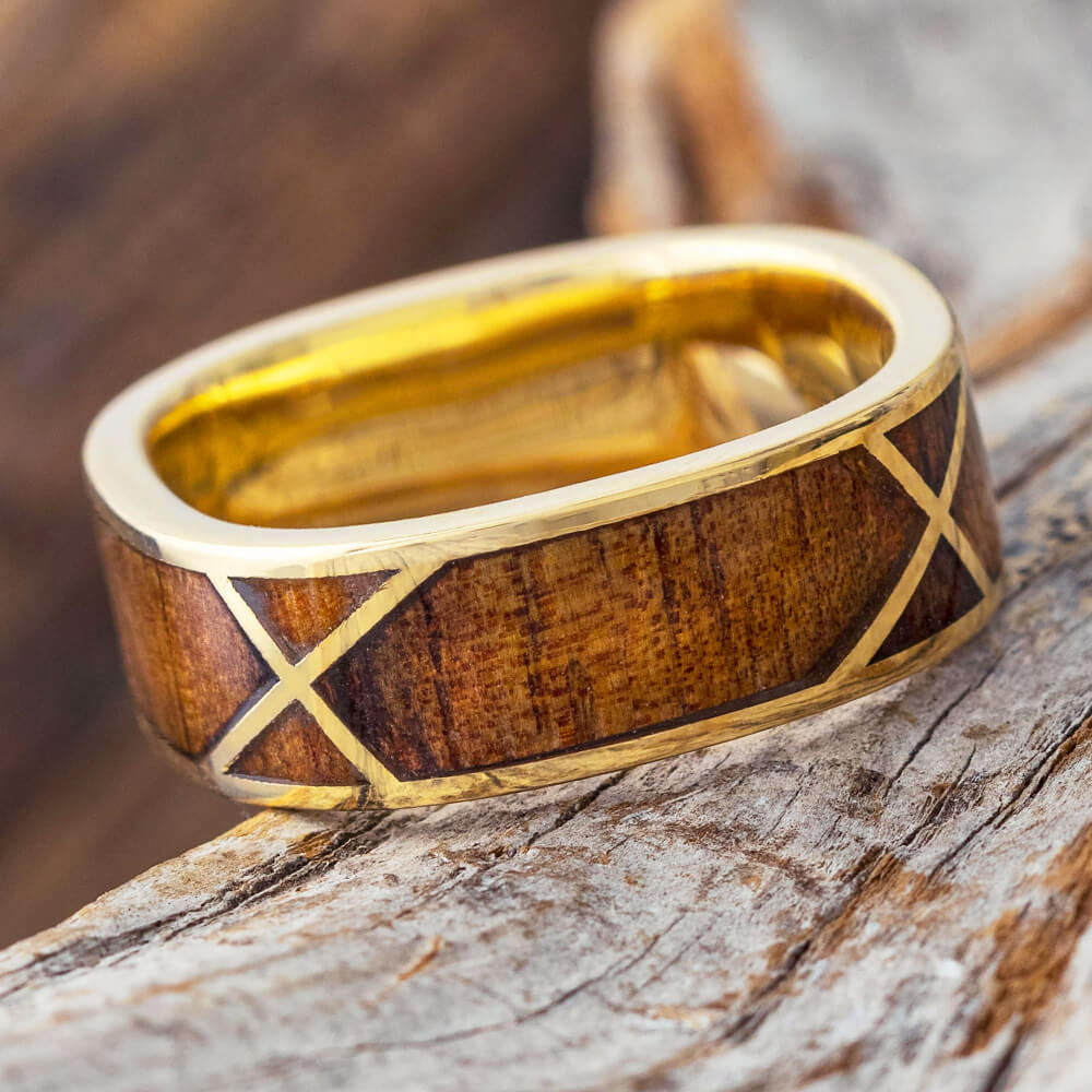 Gold and Koa Wedding Band — Wedgewood Rings