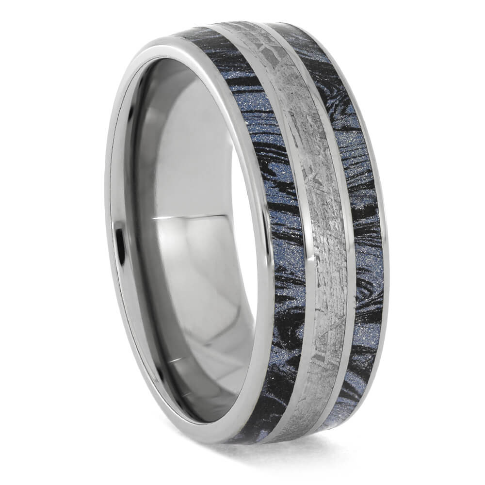 Cobalt Mokume-gane Wooden Ring — WedgeWood Rings