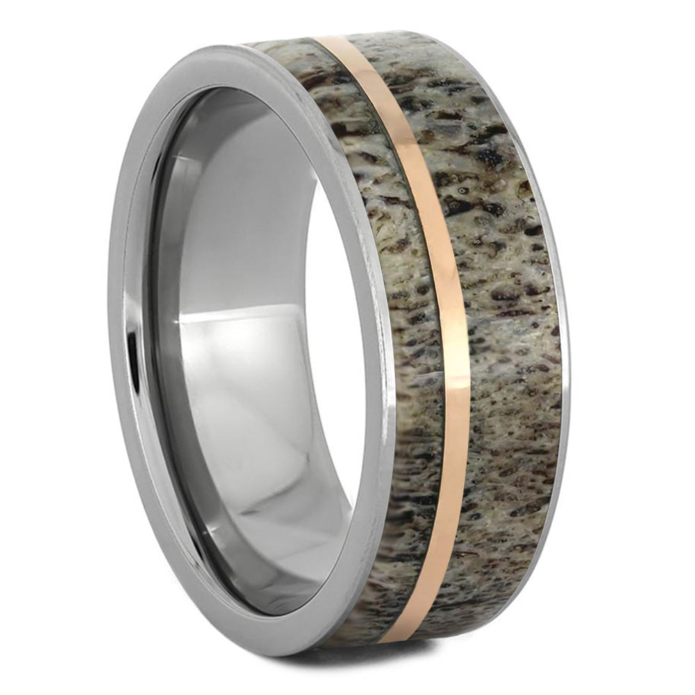 Antler Men's Wedding Band With Pinstripe | Jewelry by Johan