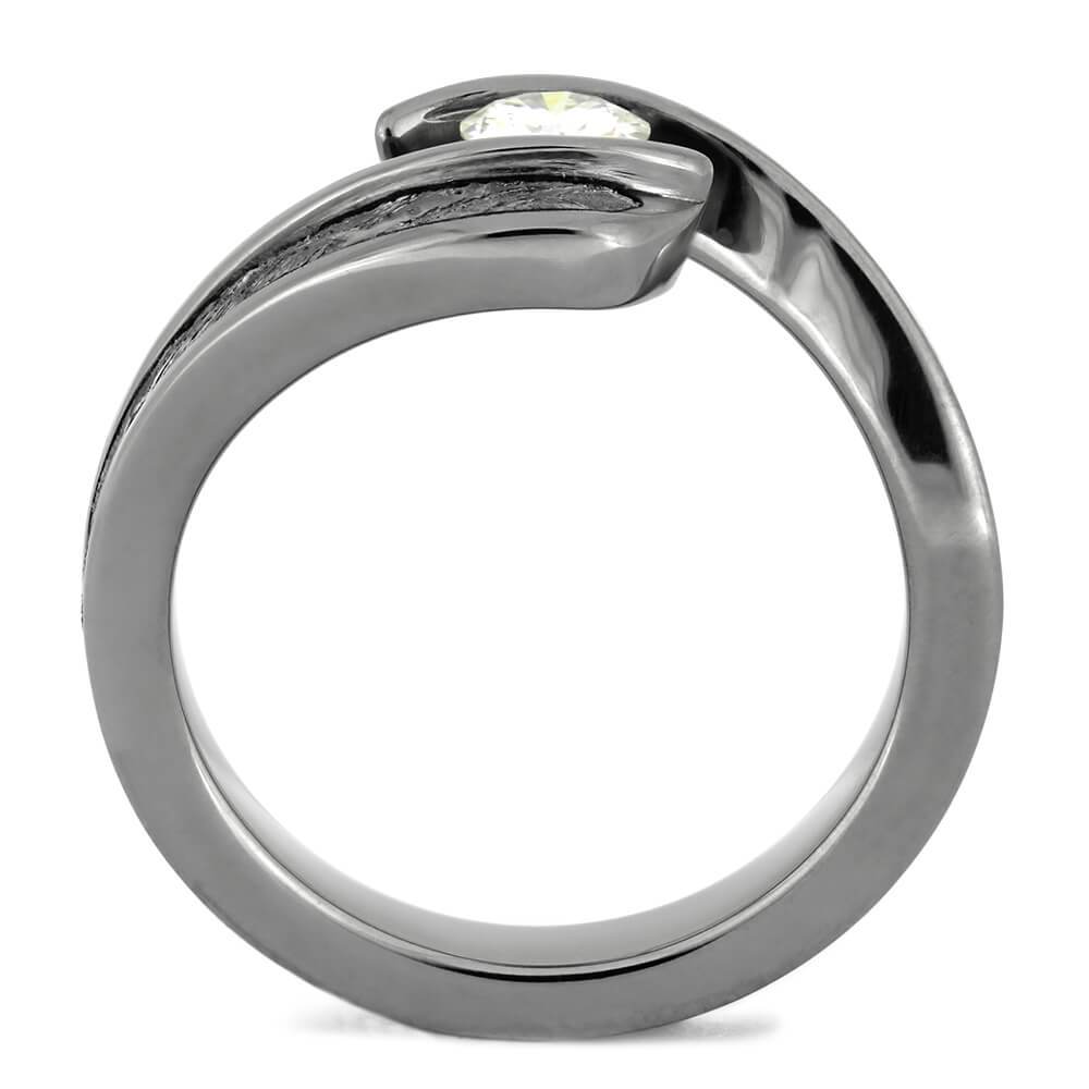 Meteorite Engagement Ring With Tension Set Stone | Jewelry by Johan