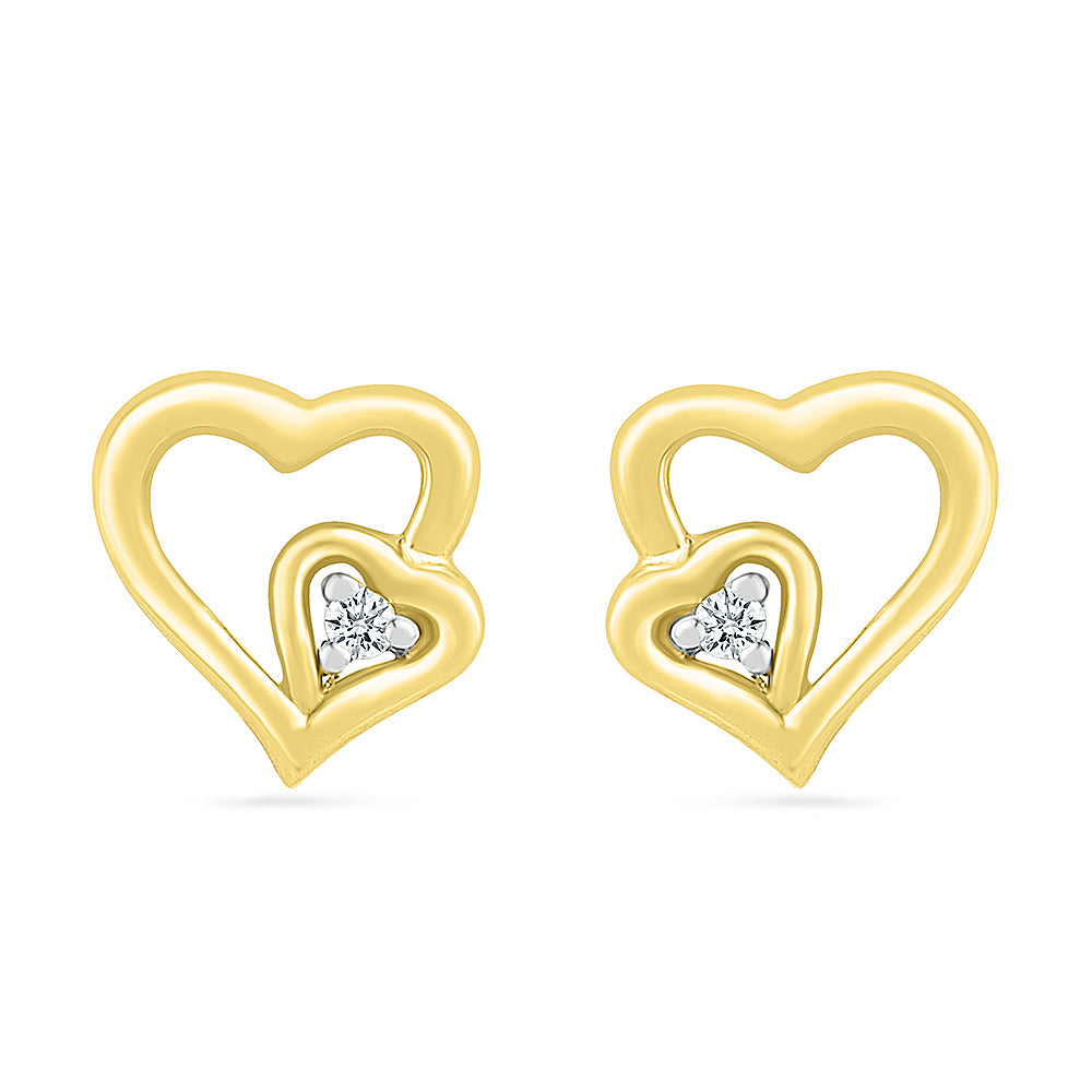 1/20 CT. T.W. Diamond Pavé Heart Stud Earrings in 10K Gold | Zales