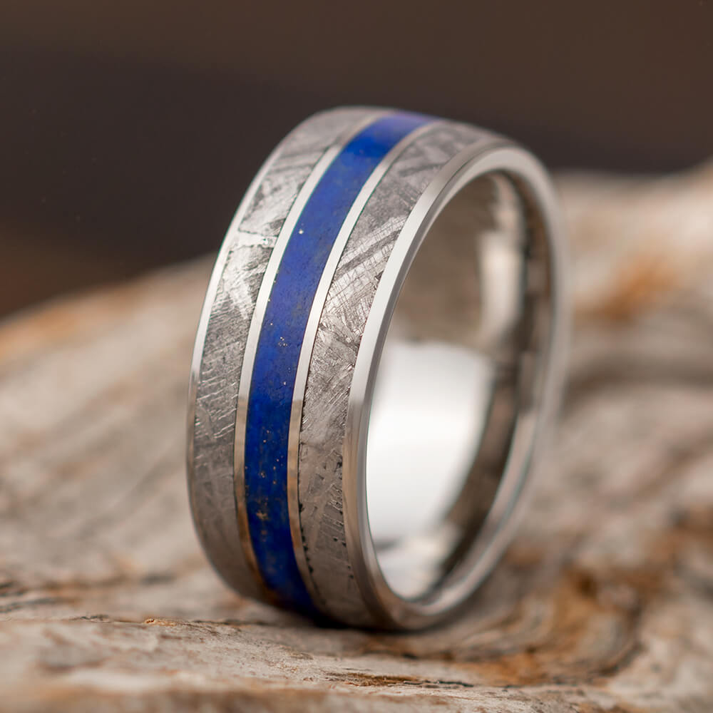 Lapis Lazuli & Meteorite Men's Wedding Band3864 Jewelry