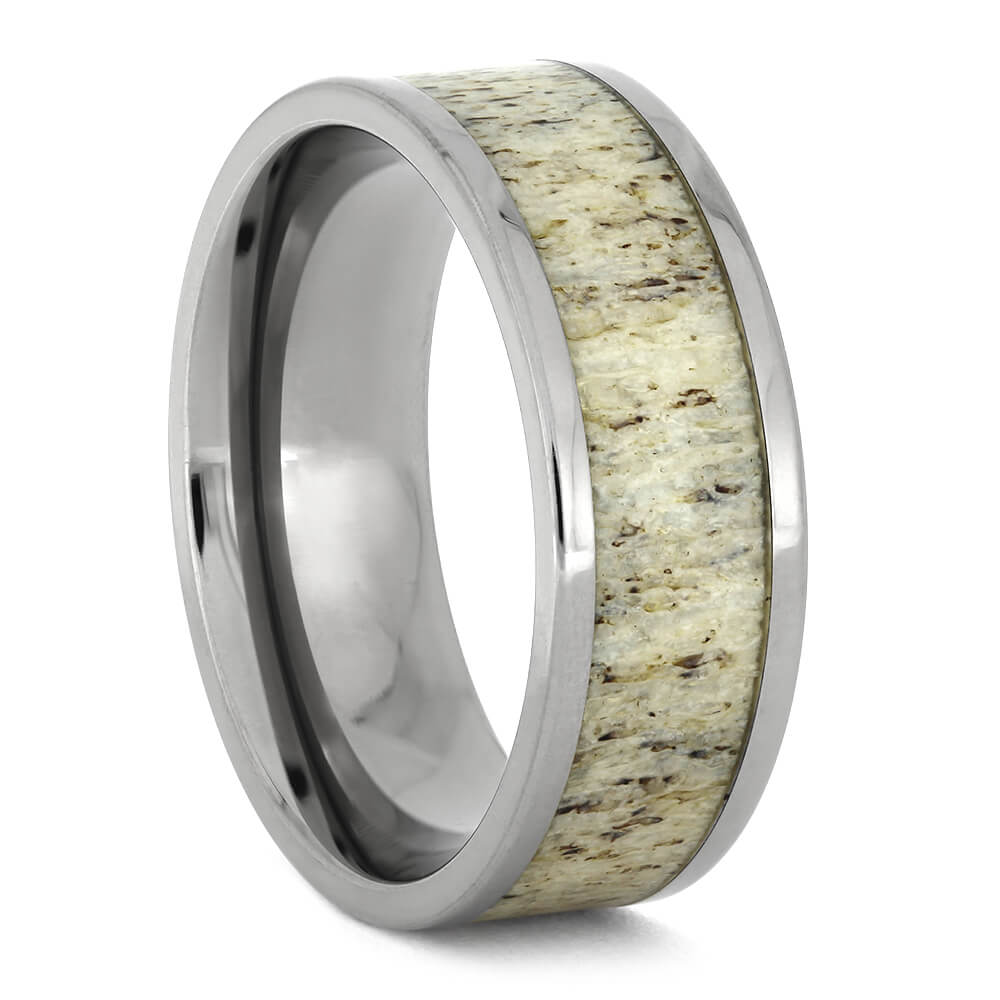 Men's Wedding Band With Deer Antler Inlay-1071X | Jewelry by Johan