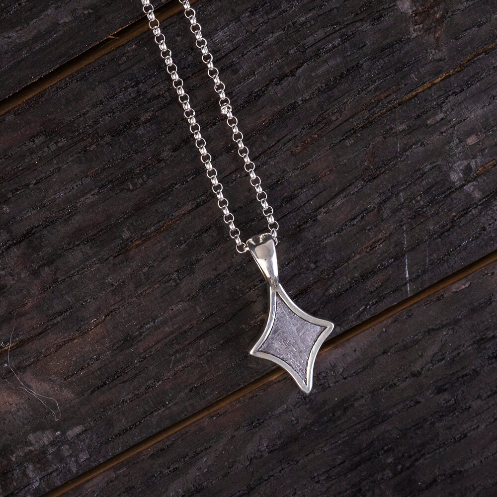 Tiny Key Pendant Necklace With Meteorite | Jewelry by Johan