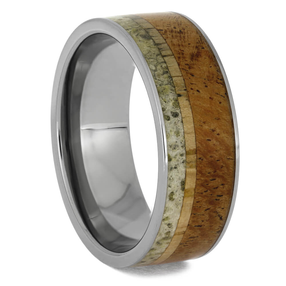 Men S Wood Wedding Band With Deer Antler Pinstripe Size 10 RS11404   RS11404E 1200x 